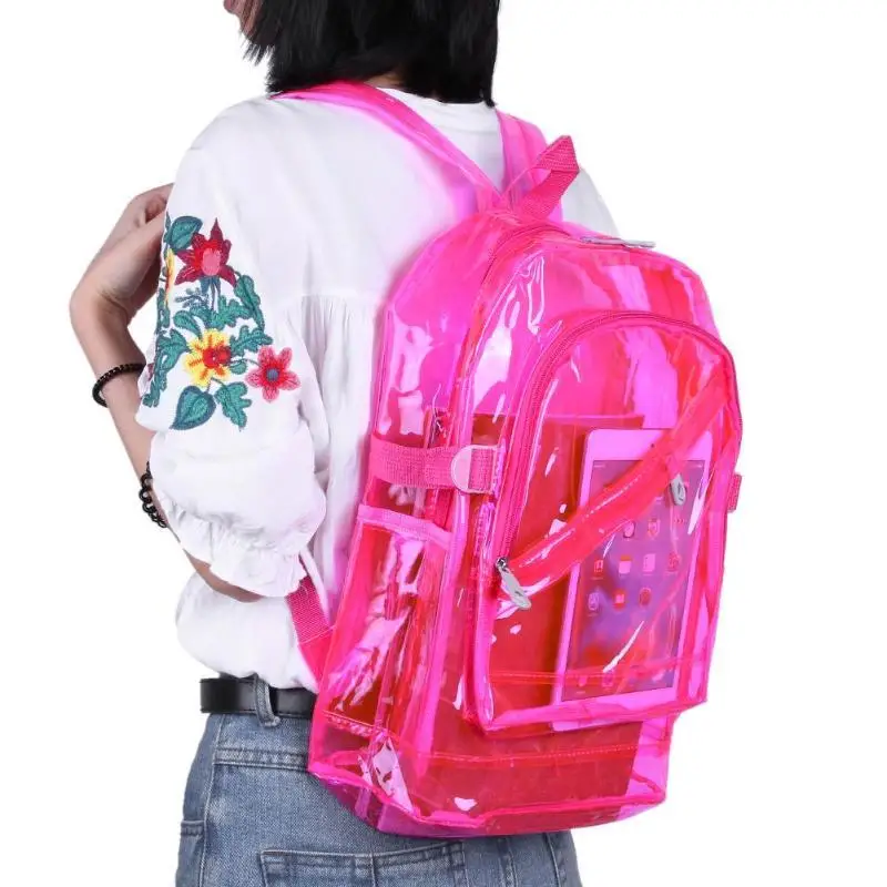 Fashion Laser Transparent Backpack Waterproof Pvc Clear Plastic Daily Backpack Mini Teenager Girls Notebook School Bag Beach