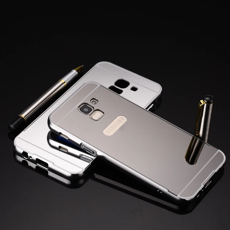 

For Samsung J 6 J6 Plus Mirror Case Plating Aluminum Metal Frame with Back Cover Phone Case for Samsung Galaxy J6 2018 J600F