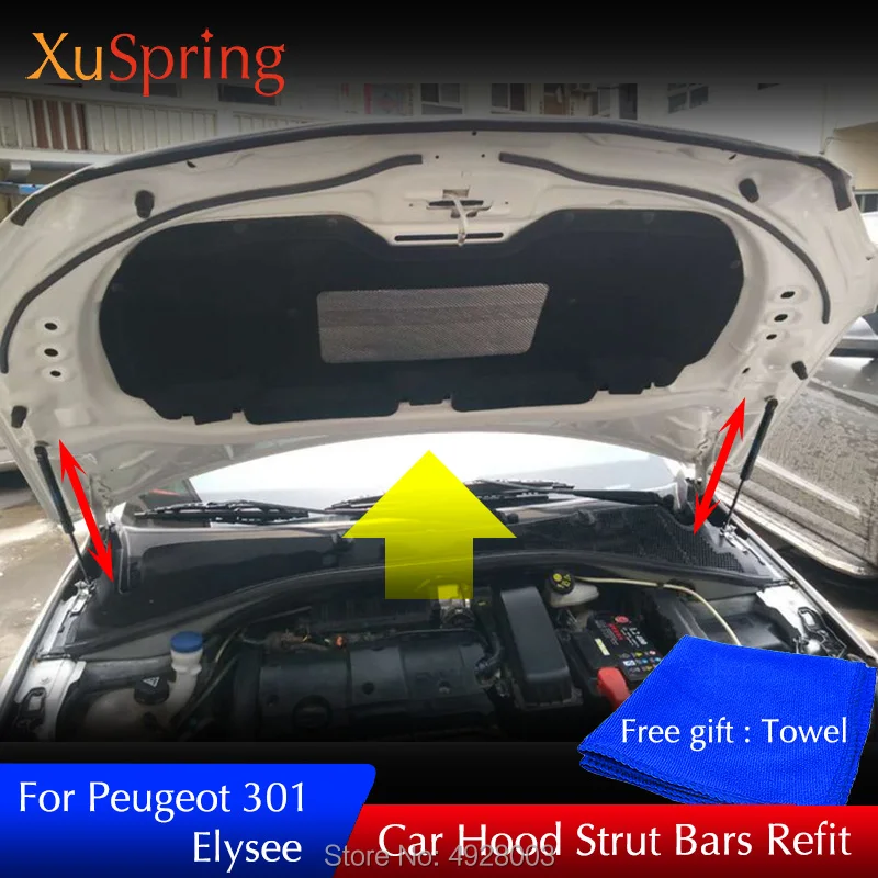 

For Peugeot 301 Elysee 2014-2019 Refit Hood Lift Support Bars Hydraulic Rod Strut Spring Shock Absorber Bracket No Drilling