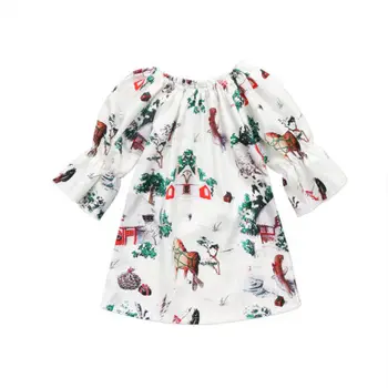 

Newborn KIds Baby Kid Girls Cartoon Deer Christmas Dress Princess Party Clothes
