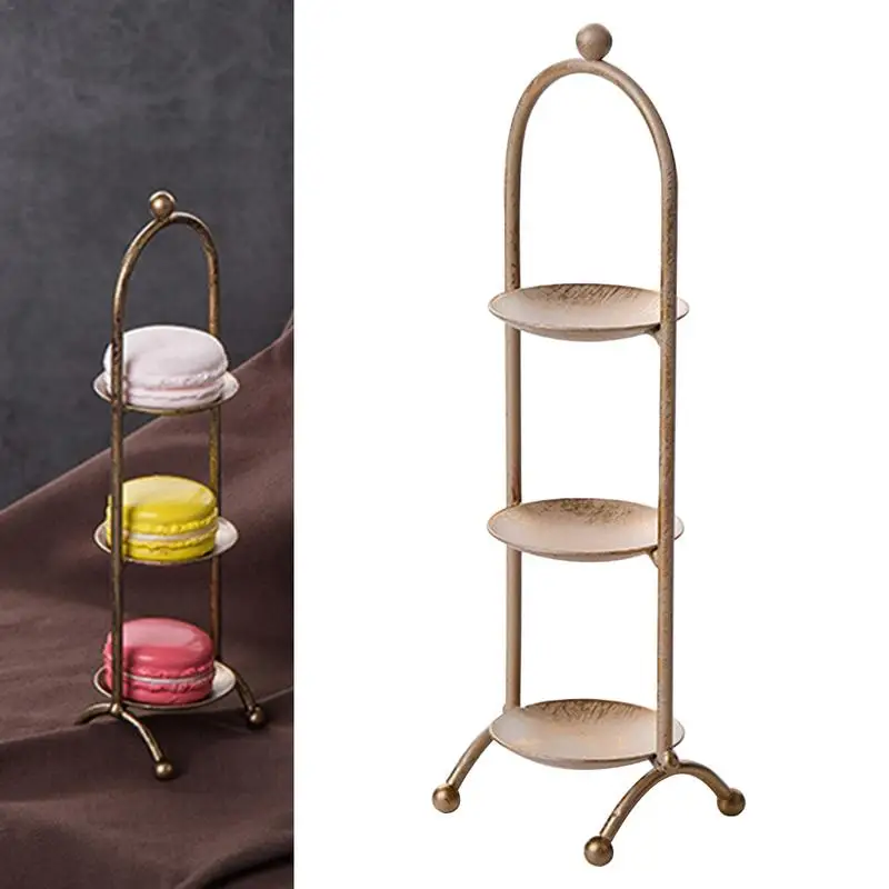 

AUGKUN European Style Wedding Props Macaroon Cake Rack Plate Three-Layer Dessert Shelf Dessert Table Decoration Display Stand
