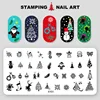 Kimcci Christmas Nail Art Stamping Plate Snowflake Reindeer Tree New Year Pattern Manicure Image Template Festival Nails Stencil 6