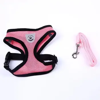 Cat Dog Adjustable Harness Vest Walking Lead Leash For Puppy Dogs Collar Polyester Mesh Harness