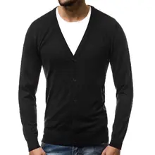 Стиль Мода Горячая Мужская Повседневная Slim Fit вязать v-образным вырезом Кардиган стильный свитер пальто Твердые кнопки Топы