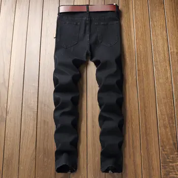 

Mens Casual Long Pants New Arrival Jeans Long Pants Denim Ripped Frayed Slim Pants Zipper Fit Biker Work Trousers 2019