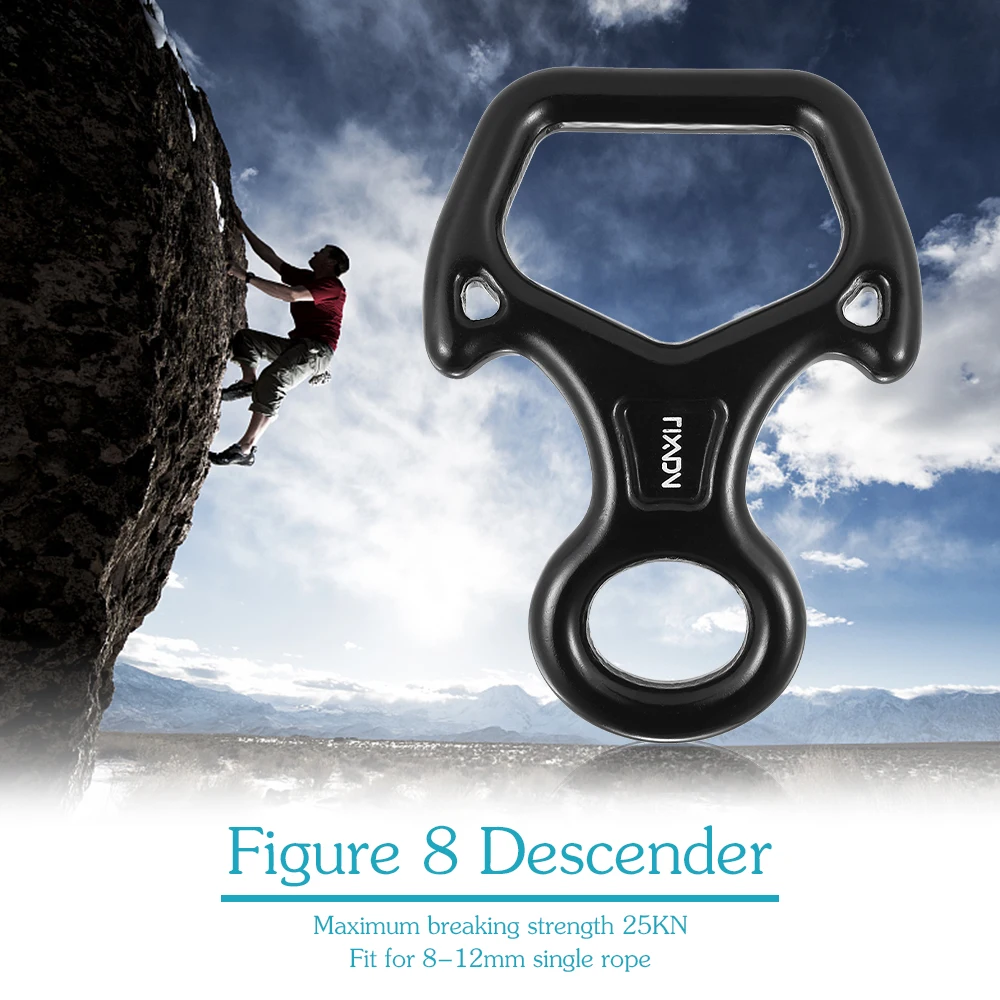 

Lixada Outdoor Rock Climbing 8 Descender 25KN Rescue Figure Rappelling Gear Belay Tool Rigging Plate Horns Type Downhill