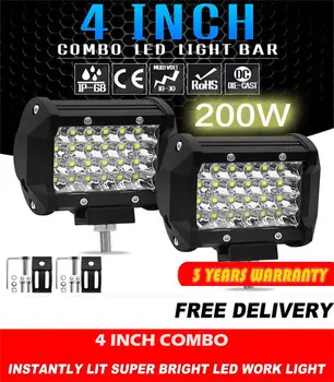 

4Inch 200W Spot LED Woek Light Bar Driving Fog Off-road Car Boat Truck SUV Lamp