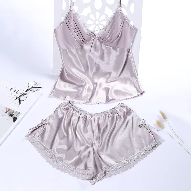 CFYH brand pajamas sets for women fashion lace satin pijama summer ...