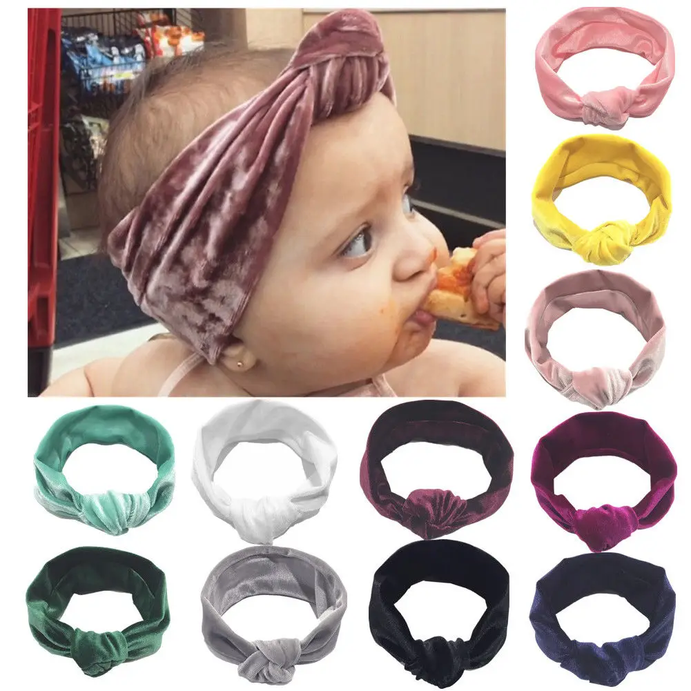 Милая Детская бархатная повязка на голову для маленьких девочек завязанная в