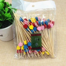 12 см сердце бамбуковые для еды Шпажки для канапе кекс фрукты вилка вечерние торт десерт овощной салат палочки для коктейля зубочистку шампур