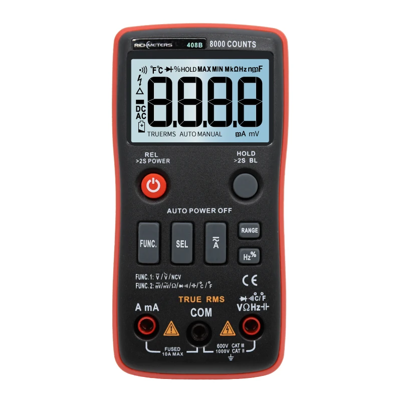 Goede RM408B Digitale Multimeter Knop 8000 Telt True RMS Temperatuur Test 5 MHz Frequentie ACDC