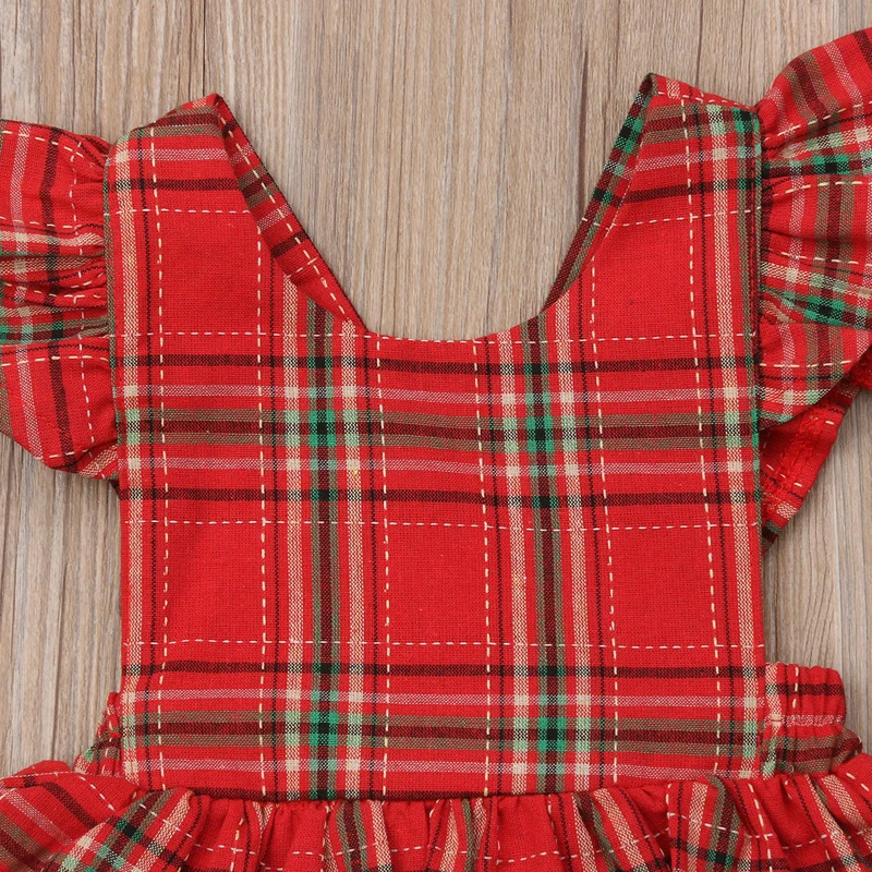 FOCUSNORM Рождество новорожденных для маленьких девочек Рождественская Одежда рюшами Ползунки Платье без рукавов 2 шт. комплект одежды