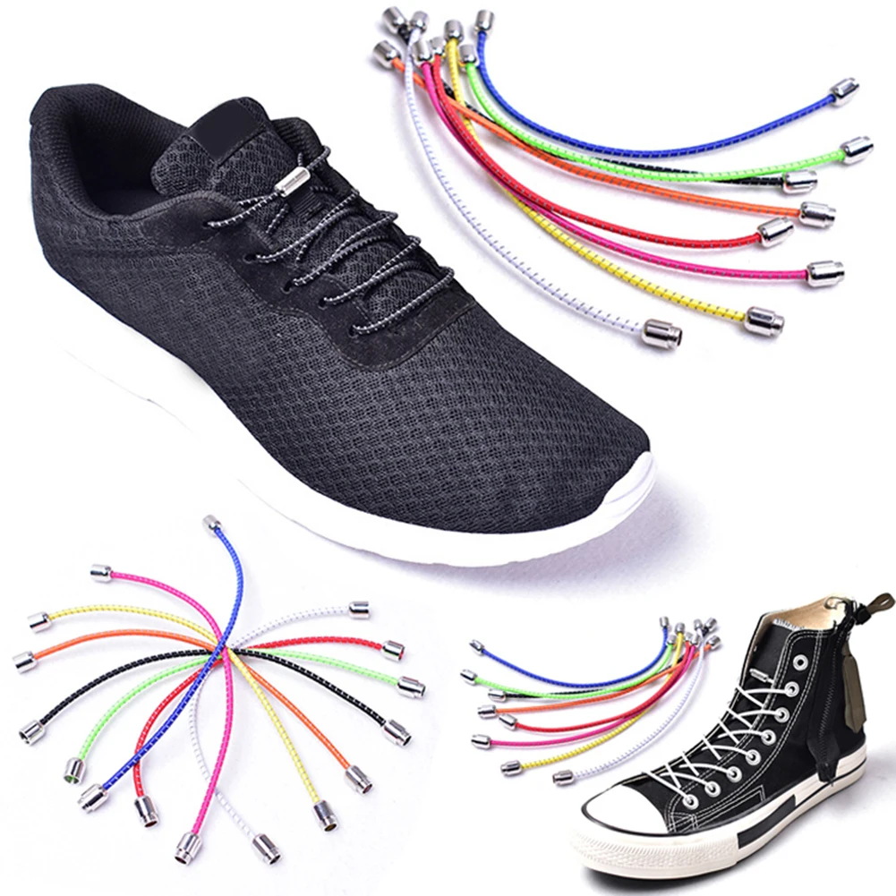1 pair Lazy Shoelace Solid Color Buckle 