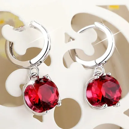 Серьги из стерлингового серебра S925 Элегантные Имитация рубина Висячие серьги