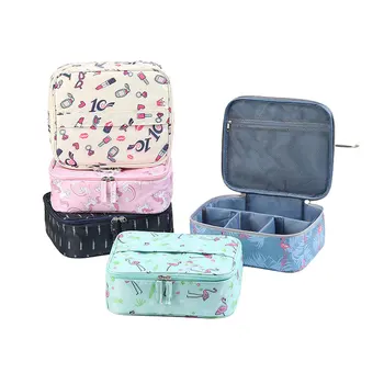 

Lady Beauty Case Double Zipper Make Up Pouch Travel Toiletries Bag Business Abroad Neceser women Wash Kit