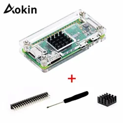 Boîtier 4 en 1 pour Raspberry Pi Zero W, couvercle en acrylique, avec dissipateur de chaleur, tournevis, connecteur GPIO 40 broches 