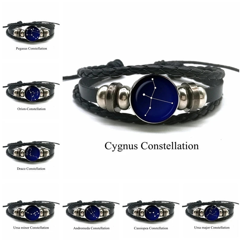 

Galaxy Nebula Planet Buckle Bracelet Cygnus Ursa Major Andromeda Constellation Photo Woven Leather Bracelet Space Jewelry