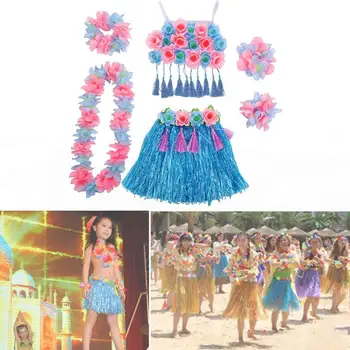 

Kindergarten Children's Day Games Cheer leading Stage Performance Costumes Hawaiian Hula Luau Party for Children's Hawaiian Hula