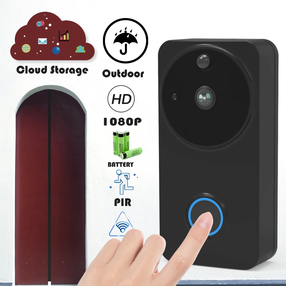 

Wireless Doorbell Camera 1080P Home Video Doorbells Wifi Outdoor Cloud Night Vision Battery Door Intercom IP Doorphone