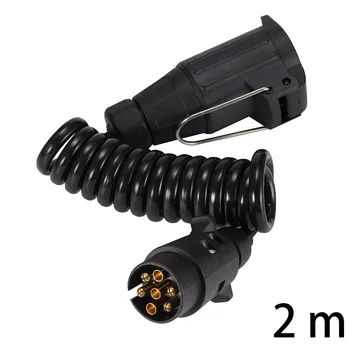 

12V 7-13 Pin Trailer Plug Socket With Spring Cable 2M Extension Cord Wiring Caravan Connectors 12V Car Accessories