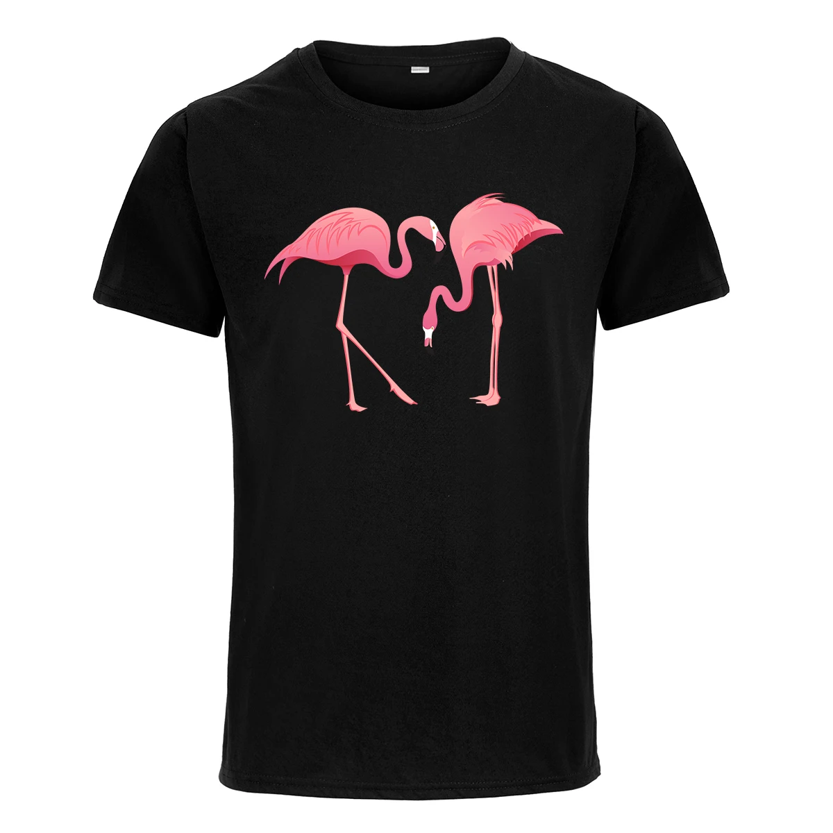 

T-Shirt Ladies Custom Flamingo Printed Tops Soft Cotton Crew Neck Short Sleeve