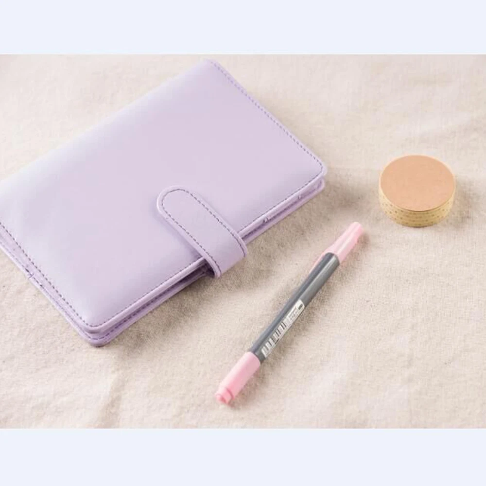 

Loose Leaf Notebook Cover Macaron Color Weekly Monthly Planner Diary Leather Gift