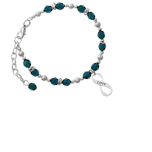 Love Infinity Sign Navy Blue Beaded Bracelet |