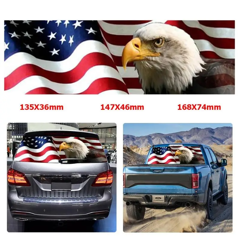 65/" x 22/" American Flag Eagle Rear Window Tint Graphic Decal Wrap Back Tailgate