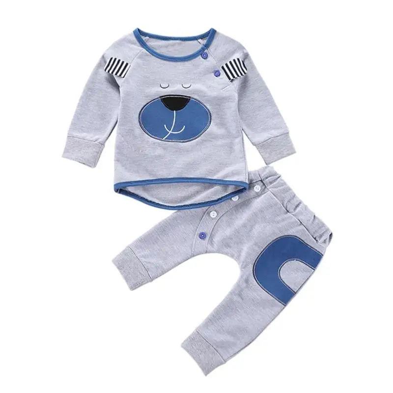 

Trendy Warm Embroidery Bear Sweatshirt O-Neck Tops Soft Elastic Waist Pants Suit Baby Outfits Clothing Set