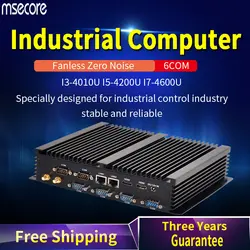 Mscore 4TH Gen I3 i5 i7 безвентиляторный мини ПК оконные рамы 10 промышленный компьютер linux неттоп barebone 6COM 2 * LAN 8 USB HTPC 300 м wi fi