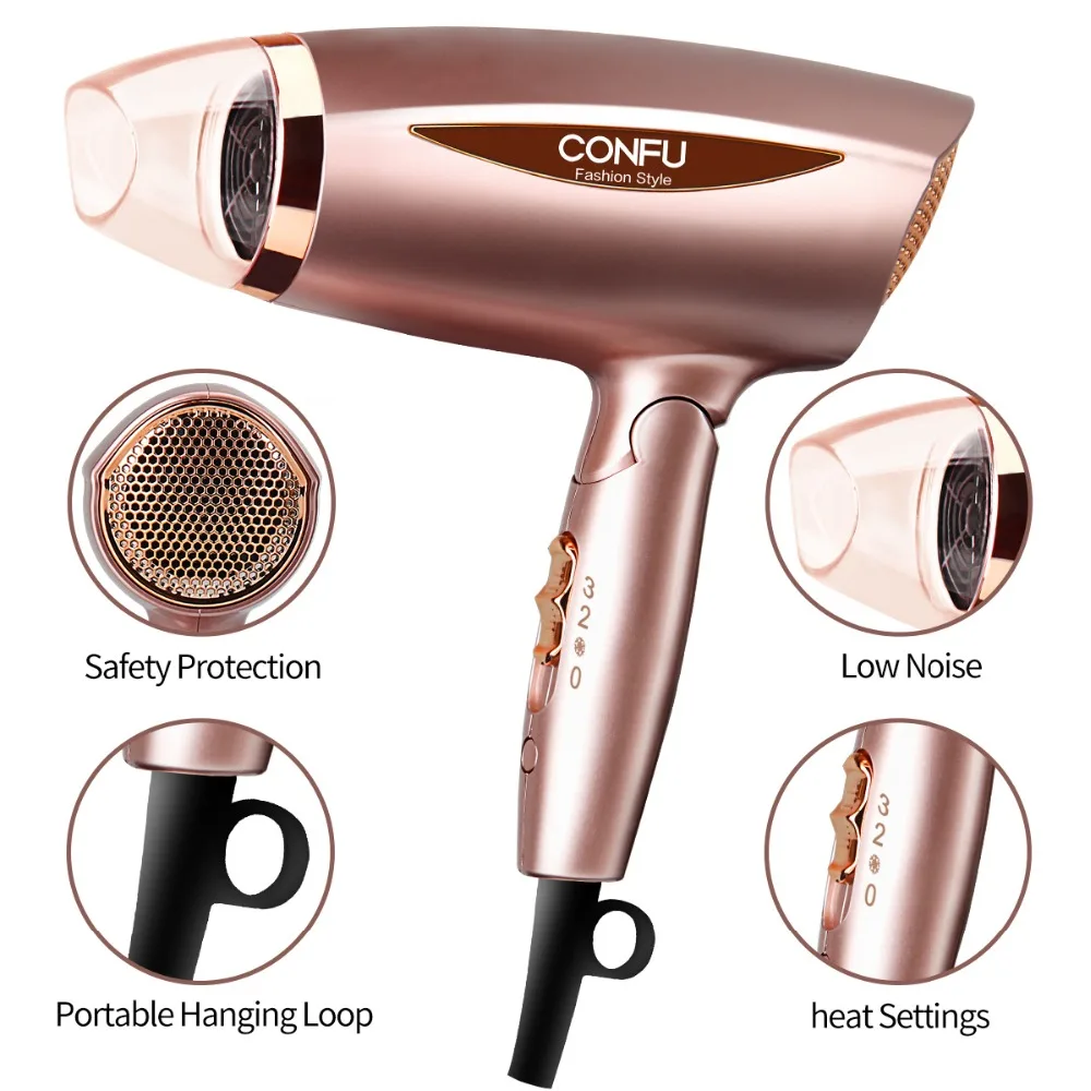 CONFU Foldable handle Household Hair Dryer 220-240V 50Hz 1600-1800W Over heat protection system Hair Dryer with concentrator CONFU Foldable handle Household Hair Dryer 220-240V 50Hz 1600-1800W Over heat protection system Hair Dryer with concentrator