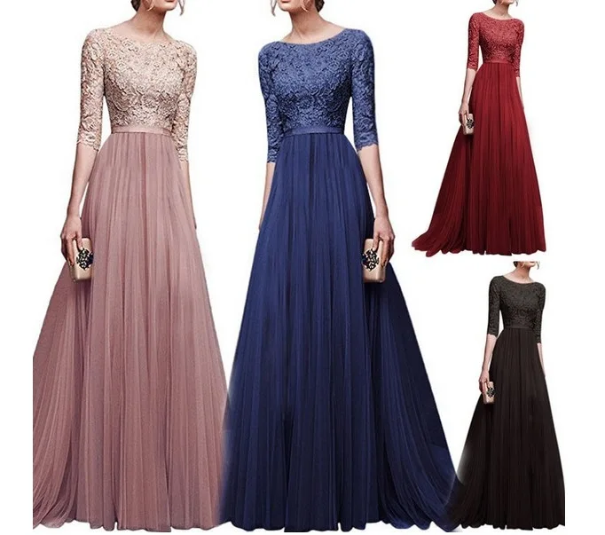 

European And American Foreign Trade Women New Style Dress Wish Explosion Models Chiffon Evening Gown Dress