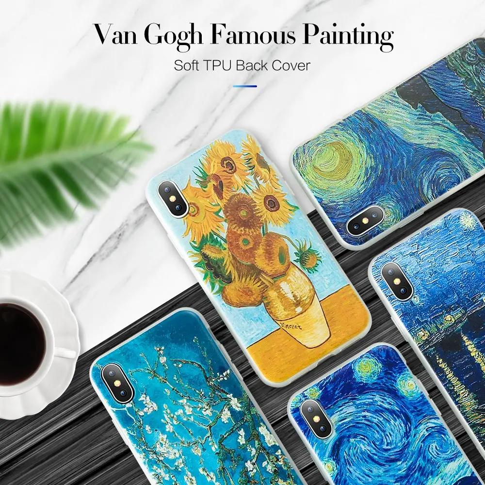 KISSCASE Van Gogh Painting TPU Case For Redmi 5 6 Plus 4X Note 6A 5A 3D Embossed Soft Cover Xiaomi 8 Lite 6X 5X Fundas |