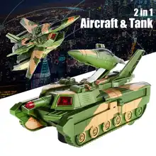 2 в 1 Электрический деформационный пластиковый голосовой светодиодный светильник, безопасная игрушка для трансформации, автоматический Танк для презентаций, детские подарки