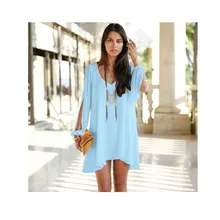 2019 New Empire Summer Dress Women Sexy V-neck Split Long Sleeve Chiffon Mini Dresses Casual Asymmetrical Loose Dress 2019 New Empire Summer Dress Women Sexy V-neck Split Long Sleeve Chiffon Mini Dresses Casual Asymmetrical Loose Dress