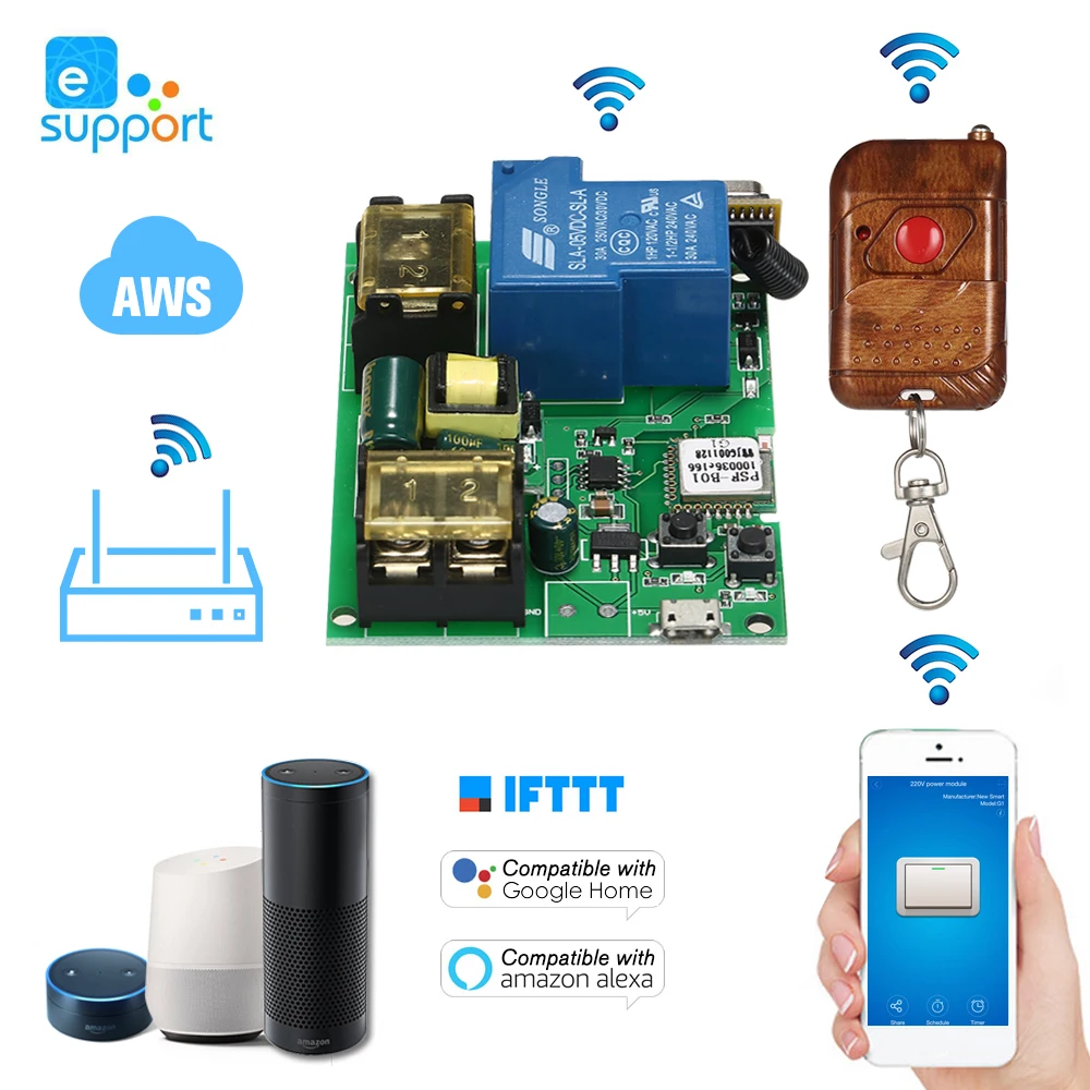 Беспроводной релейный модуль eWeLink USB DC5V AC85-250V 30A RF433MHz Wifi | Безопасность и защита