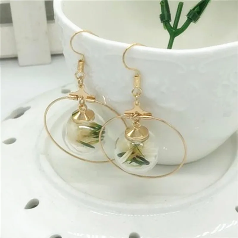 

Peadrglf Brand Fashion jewelry pendientes mujer moda 2019 Forget me flowers eternal flower circle hook earrings for women