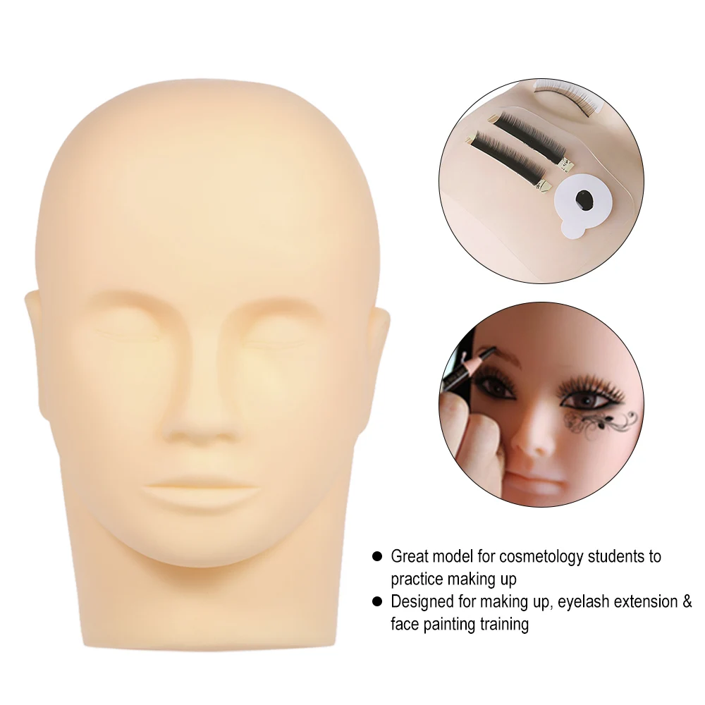 

Dummy Training Head Flat Head Model Makeup Training Head Eyelash Extension Practice Tool Closed Eyes No Hair