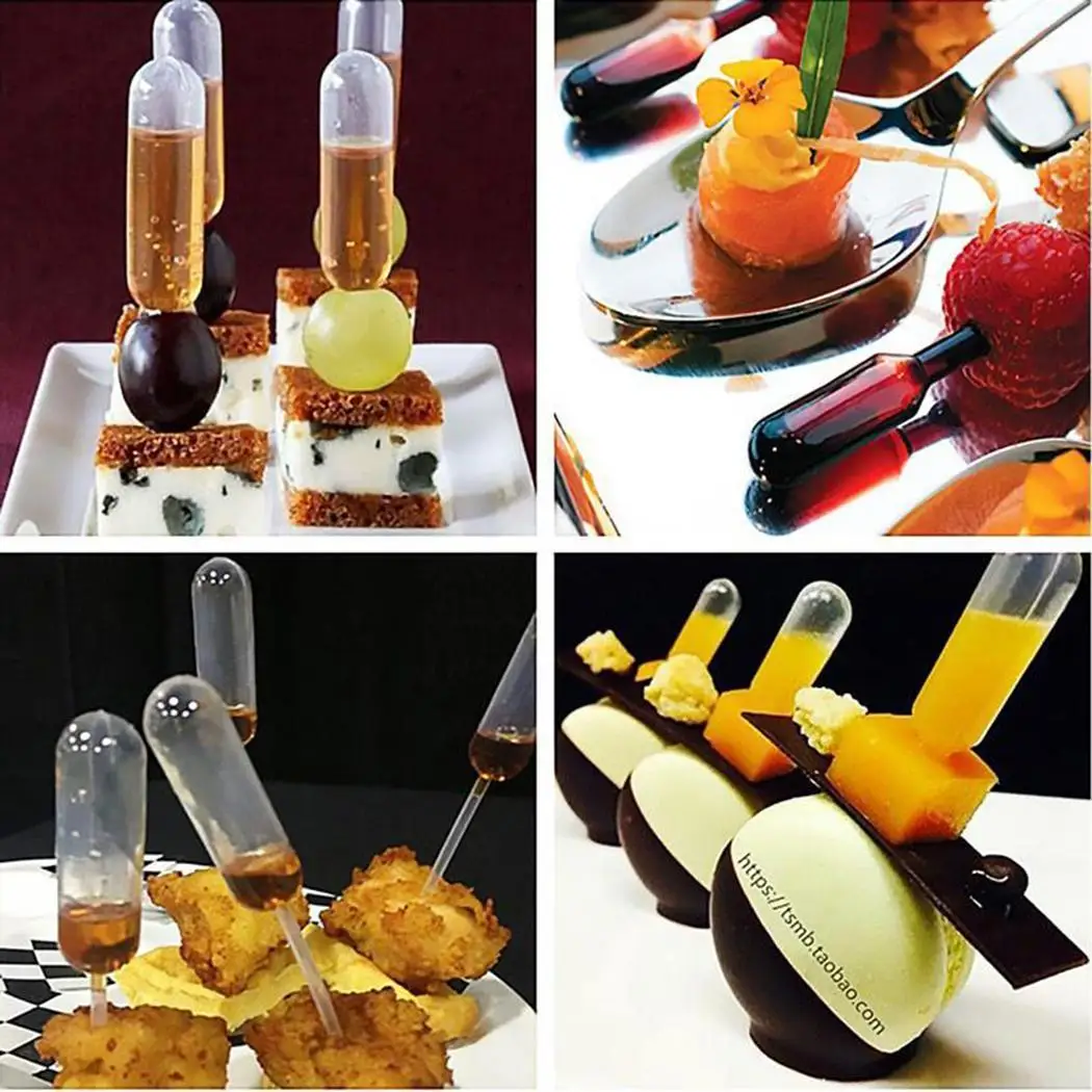 

50Pcs/Pack Ice Cream Pipette Dropper Transparent Cake Dropper 65mm Pipette Disposable Tool Ice 4ml Straw Injection Cream Kitchen