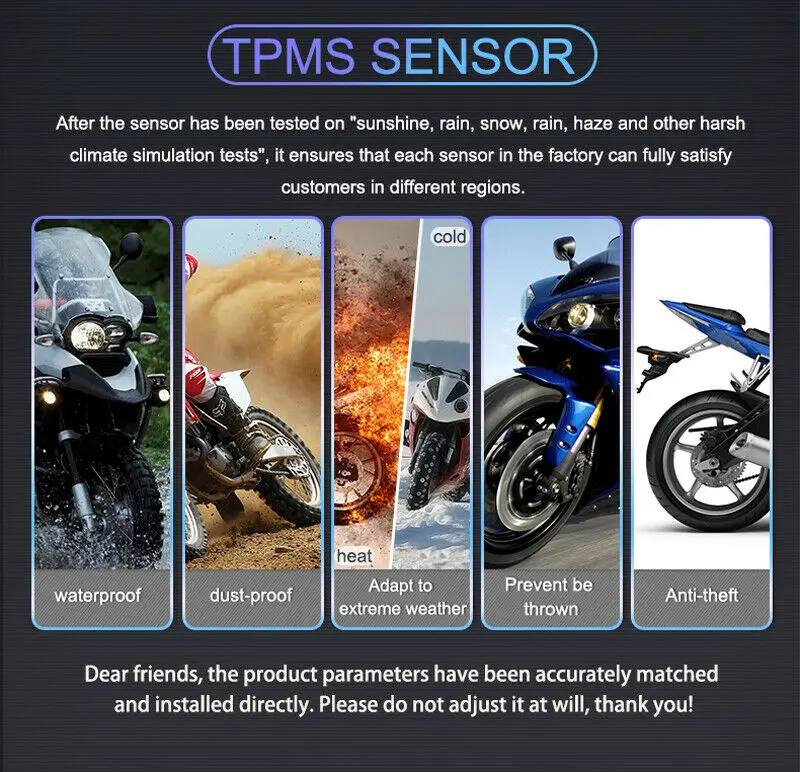 Беспроводной мотоцикл водостойкий TPMS шина датчик давления в шинах Система + 2