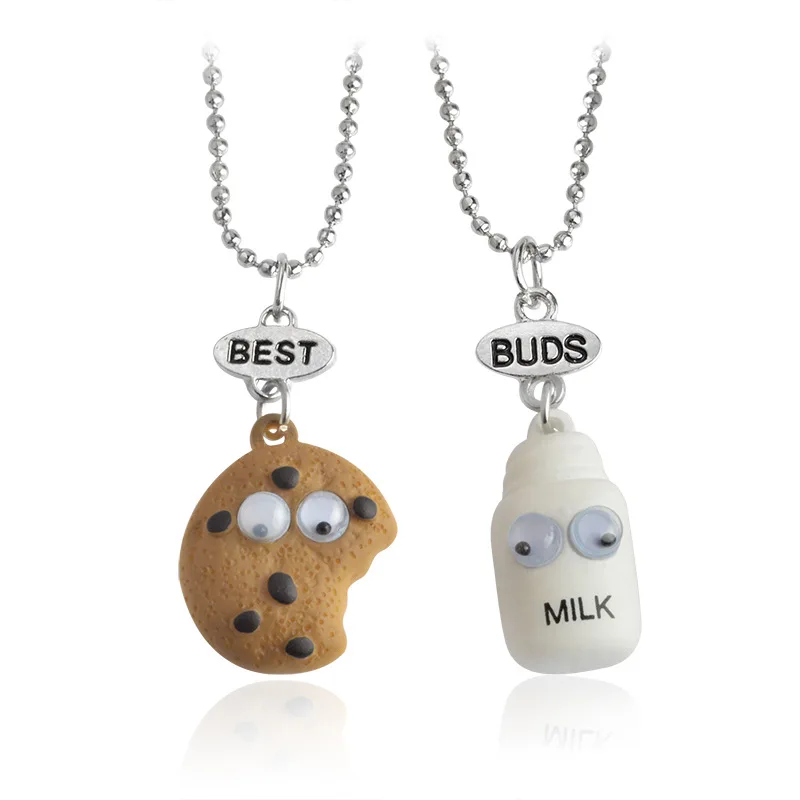 

Fashion Chains Cookies Milk Bottle Necklaces 2019 Women's Pendants Friends Jewelry Woman Accesories Best Friends Birthday Gift