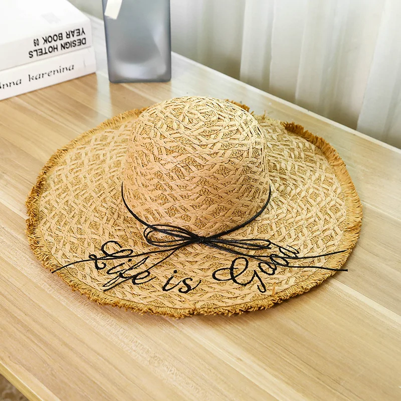 Соломенная шляпа для женщин весна 2019 Xia Xinkuan корейские шляпы с буквами песчаного