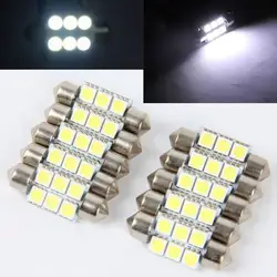 10 шт./лот 36 мм 5050 6SMD светодиодное освещение фестонного типа для автомобиля Купол внутренняя карта лампа белого