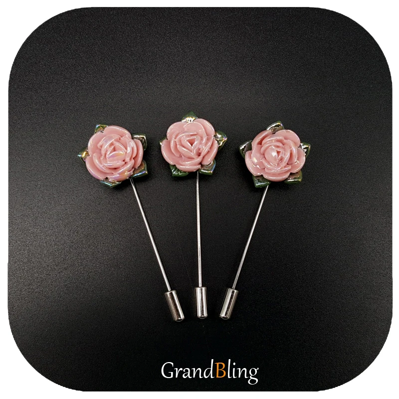 

Hand-made Roses Ceramic Lapel Pins for Coat&Hat