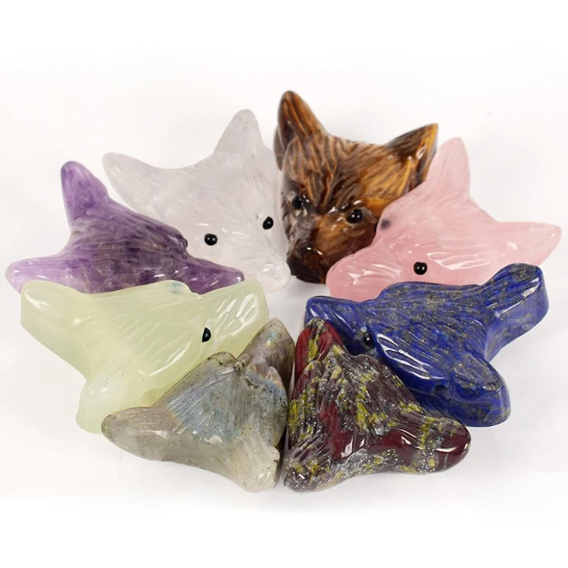 1pc Wolf Head Statue Pendant Natural Stone Crystal Quartz Carved Necklace Hand Carved Wolf Head Animal New 36*28*12mm 1pc Wolf Head Statue Pendant Natural Stone Crystal Quartz Carved Necklace Hand Carved Wolf Head Animal New 36*28*12mm