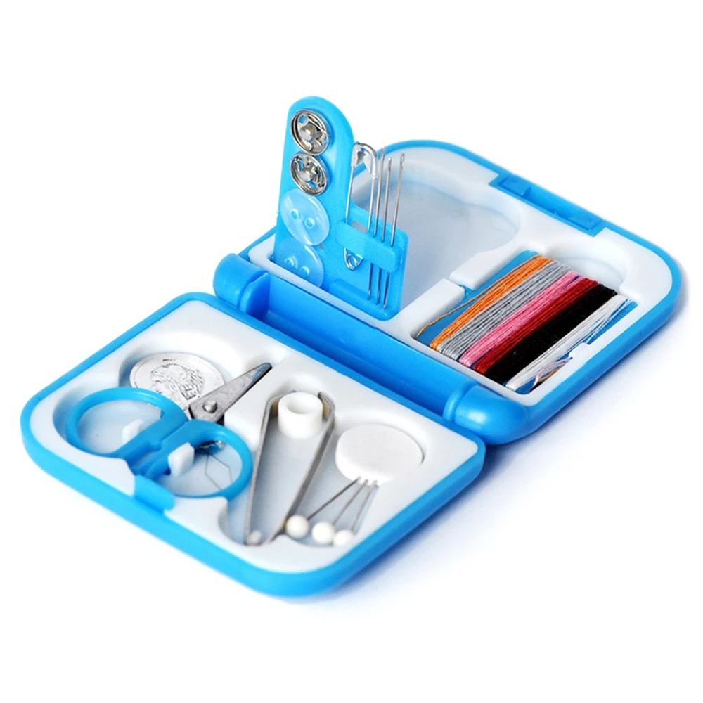 

Portable Sewing Tool Kit Full Set Color Thread Needles Scissor Tweezers Needle Kit Mini Travel Quilting Thread With Storage Box