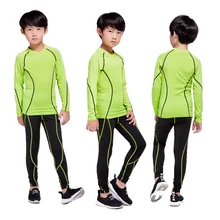 Bambini rashgard kit 2 pezzi tuta da jogging pantaloni di formazione dei bambini di vestiti di compressione Per Bambini biancheria intima termica strato di base