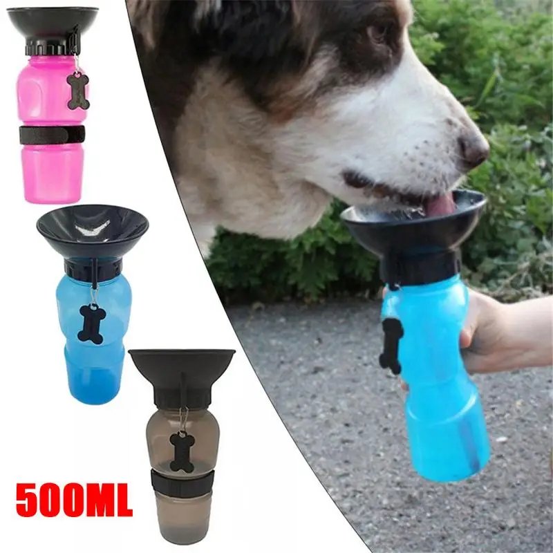 

500ml Dog Water Bottle Pet Puppy Cat Sport Portable Travel Outdoor Dogs Water Bowl Drinker Drinking Water Mug Cup Dispenser