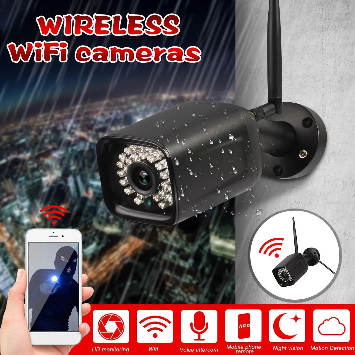 

Safurance 720P HD Wireless WiFi IP Cameras Home Security Network Voice Intercom Monitor EU/UK/US PLUG