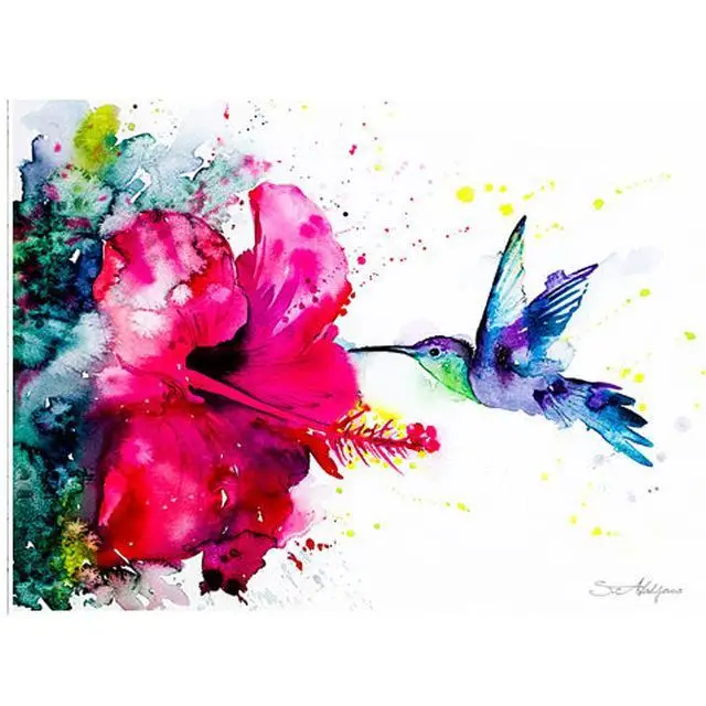 Full Drill Square Hummingbird Of Rhinestones Diamond Painting Kit - DIY Cross Stitch Rhinestone Mosaic | Дом и сад